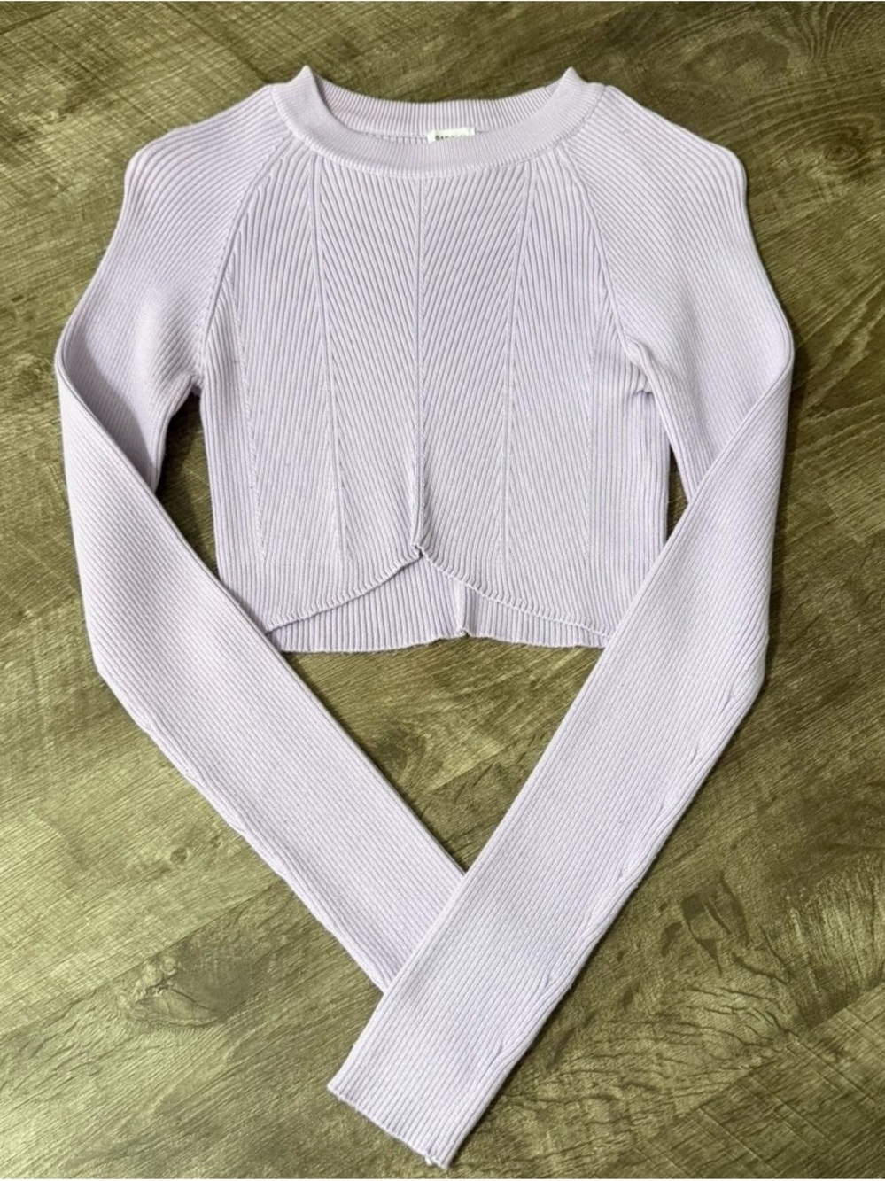 Lilac Ribbed Cropped Long-Sleeve Top - Women